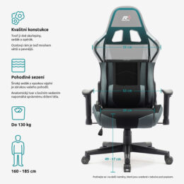 Herní židle Sracer R6 s područkami nosnost 130 kg černá-šedá benefity 1