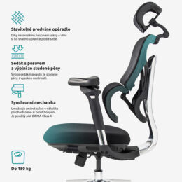 Kancelářská židle SIHOSEAT M98B ALU PDH nosnost 150 kg benefity Kancelářská židle SIHOSEAT M98B ALU PDH nosnost 150 kg benefity