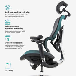 Kancelářská židle SIHOSEAT M99B ALU PDH nosnost 150 kg benefity