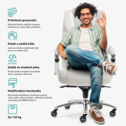 Kancelářské křeslo CHEF nosnost 150 kg bílé benefity