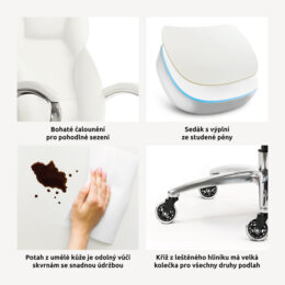 Kancelářské křeslo CHEF nosnost 150 kg bílé vlastnosti