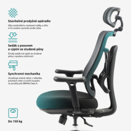 Kancelářská židle SIHOSEAT M95B ALU PDH nosnost 150 kg benefity 1